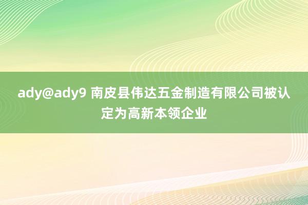 ady@ady9 南皮县伟达五金制造有限公司被认定为高新本领企业