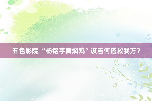 五色影院 “杨铭宇黄焖鸡”该若何搭救我方？